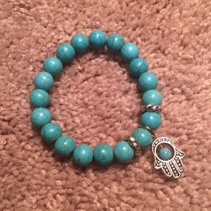 Turquoise Bracelet with Hamsa charm